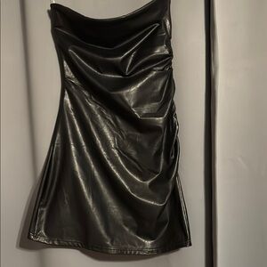 Black Faux Leather Mini Dress